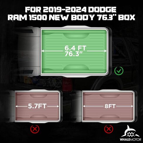 غطاء تونيو لسرير الشاحنة متوافق مع هيكل دودج رام 1500 الجديد (2019-2024) صندوق قياسي بطول 6.4 قدم بدون رامبوكس، نمط قابل للطي ناعم، ليس لـ 03-24 1500 Classic&2500 3500 in Kuwait