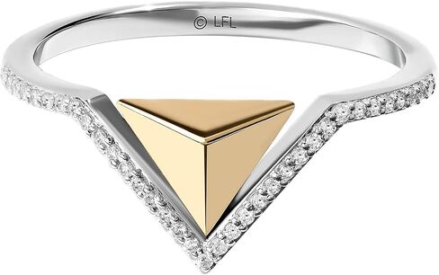 Jewelili Star Wars™ Fine Jewelry Light X Dark Women's Ring 1/10 Ct.Tw. White Diamonds Silver and 10K Yellow Gold in Saudi Arabia