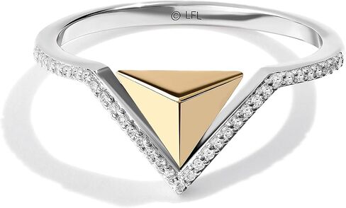 Jewelili Star Wars™ Fine Jewelry Light X Dark Women's Ring 1/10 Ct.Tw. White Diamonds Silver and 10K Yellow Gold in Saudi Arabia