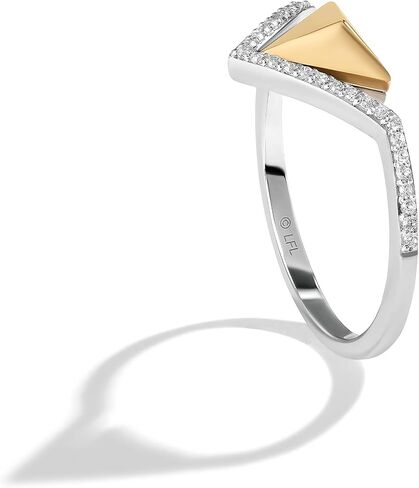 Jewelili Star Wars™ Fine Jewelry Light X Dark Women's Ring 1/10 Ct.Tw. White Diamonds Silver and 10K Yellow Gold in Saudi Arabia