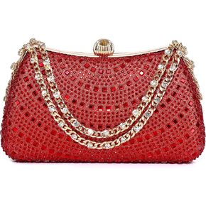 حقيبة كلاتش للنساء مصنوعة من حجر الراين للسهرة الرسمية وحقيبة يد ماسية لامعة لحفلات الكوكتيل وحفلات الزفاف in Kuwait