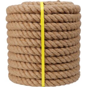 حبل جوت مانيلا ملتوي (1 بوصة × 10 أقدام) حبل قنب سميك طبيعي للحرف اليدوية، بحري، درابزين، أرجوحة، تزيين in Kuwait