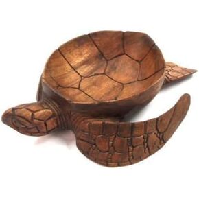 وعاء السلحفاة البحري من خشب الماهوجني المنحوت يدويًا من WorldBazzar، بني، متوسط in Kuwait