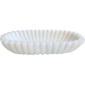 ديكور وعاء زخرفي كبير مقاس 14 بوصة، وعاء زخرفي طويل للطاولة، ديكور منزلي حديث، وعاء طاولة القهوة لطاولة الدخول، ديكور وعاء عجين كبير، حجر صناعي أبيض حليبي in Kuwait