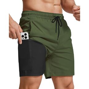 Men's 2 in 1 Running Shorts 5" Lightweight Quick Dry Athletic Workout Shorts with Liner and Pockets for Gym Training in Kuwait