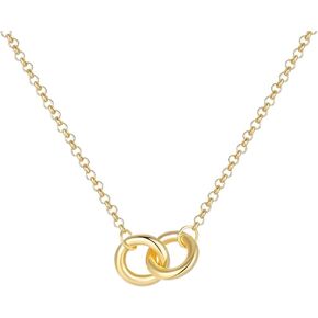 925 Sterling Silver Interlocking Necklace For Women, Infinity Silver Necklace, Interlocking Ring Necklaces For Women Men, Irregular Circle Infinity Jewelry For Women in Kuwait