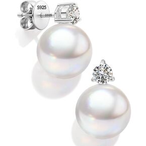 12mm Big Pearl Earrings, Crafted with Swarovski® Pearls, Round Cut White Pearl Earring, Hypoallergenic Adjustable Butterfly Back Studs, Eco-Friendly Fine Jewelry Gift for Women, Perfect for Wedding, Anniversary & Valentine's Day, with Elegant Gift Box in Saudi Arabia