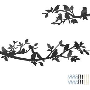 VeyFolzin.st 3Pcs Metal Birds Wall Art, Metal Vivid Birds on Branch Silhouette Wall Decor Black Leaves with Bird Outdoor Hanging Wall Sculpture for Home Balcony Garden (Black ABC) in Saudi Arabia
