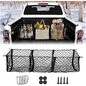 3 Pocket Truck Bed Cargo Net for Ford F-100 F-150 F-150 Lightning F-250 F-300 F-350 F-450 F-550 Ranger Maverick, Adjustable Elastic Pickup Rear Storage Organizer, Universal Mesh Storage Net in Kuwait