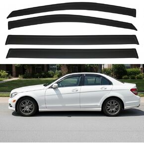 4 قطع من واقيات المطر لواقي النافذة متوافقة مع مرسيدس بنز C250 C300 C350 2008-2014، شريط دخان مثبت على الجزء الخارجي من فتحات تهوية النافذة in Kuwait