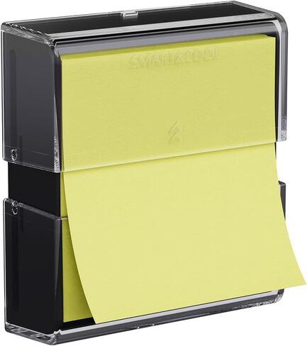 موزع ملاحظات منبثق مغناطيسي ذكي ورائع مقاس 3 × 3 بوصات منبثقة/ملاحظات لاصقة على شكل الأكورديون، عبوة واحدة، شفاف وأسود (الملاحظات غير متضمنة) in Kuwait