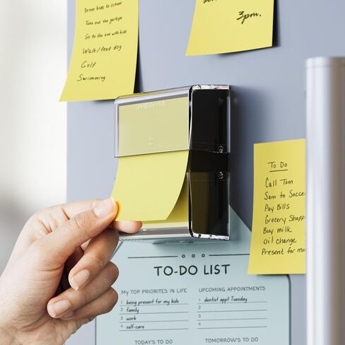 موزع ملاحظات منبثق مغناطيسي ذكي ورائع مقاس 3 × 3 بوصات منبثقة/ملاحظات لاصقة على شكل الأكورديون، عبوة واحدة، شفاف وأسود (الملاحظات غير متضمنة) in Kuwait