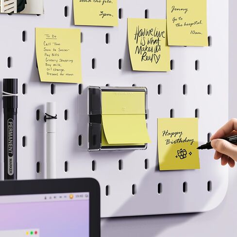 موزع ملاحظات منبثق مغناطيسي ذكي ورائع مقاس 3 × 3 بوصات منبثقة/ملاحظات لاصقة على شكل الأكورديون، عبوة واحدة، شفاف وأسود (الملاحظات غير متضمنة) in Kuwait