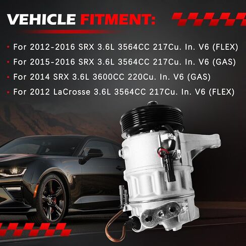 AC Compressor Fit for 2012-2016 SRX 3.6L, 2015-2016 SRX 3.6L, for 2012 LaCrosse 3.6L, Air Condition Compressor with Clutch Replace for 22951492, P13314472, P22780222, 15-22224, 13314472 in Saudi Arabia