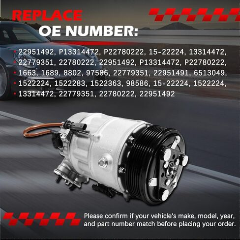 AC Compressor Fit for 2012-2016 SRX 3.6L, 2015-2016 SRX 3.6L, for 2012 LaCrosse 3.6L, Air Condition Compressor with Clutch Replace for 22951492, P13314472, P22780222, 15-22224, 13314472 in Saudi Arabia