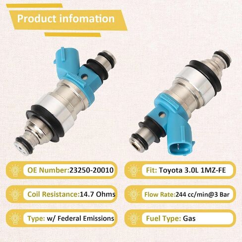 23250-20010 1MZ 3.0L Fuel Injectors,Compatible with/Toyota 3.0 Camry 1994-2001, Sienna 1998-2000, Solara 1999-2002, Avalon 1995-1999 |2 Holes| |Set of 6| in Saudi Arabia