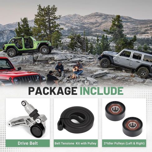 طقم شداد حزام سيربنتين 90K-39415، مناسب لسيارة جيب رانجلر 3.6L و2018 جيب رانجلر JK 3.6L - استبدل بكرة حزام القيادة 4627038AA ومجموعة الشد in Saudi Arabia
