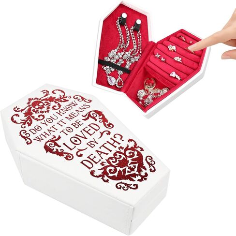 صندوق مجوهرات تابوت مخملي قوطي، حقيبة سفر منظم متعدد الاستخدامات للخواتم والقلائد والأقراط (أسود) in Kuwait