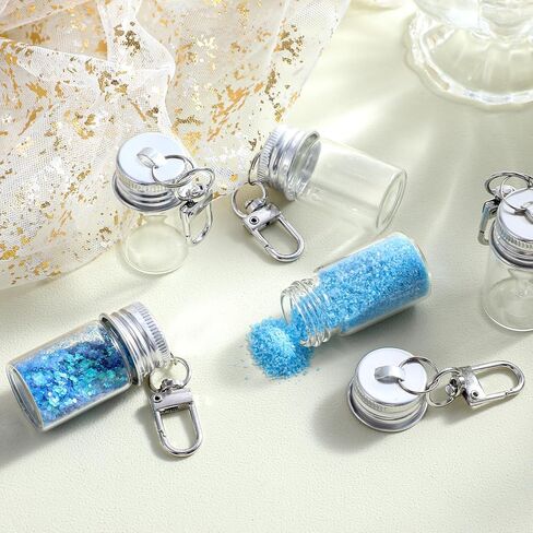 36 قطعة 7 مل سلسلة مفاتيح زجاجية صغيرة الحجم سلسلة مفاتيح زجاجة زجاجية صغيرة مع غطاء من الألومنيوم زجاجات جرعة رسالة لهدايا الزفاف المنزلية والحرف اليدوية وهدايا السفر in Saudi Arabia