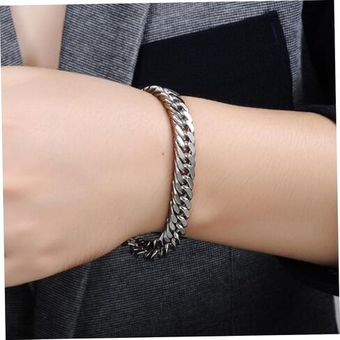 LIFKOME Metal Bracelet Hip Hop Bracelets Stainless Steel Bracelets for Men Women Bracelet Link Bracelet Mens in Saudi Arabia