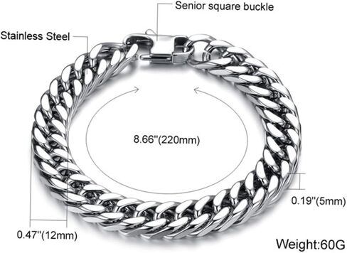 LIFKOME Metal Bracelet Hip Hop Bracelets Stainless Steel Bracelets for Men Women Bracelet Link Bracelet Mens in Saudi Arabia