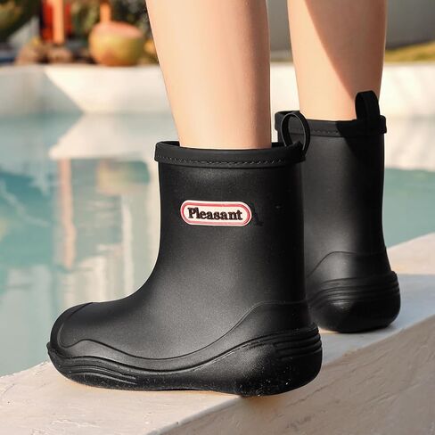 Kids Rain Boots Waterproof Ankle Rubber Fishing Boots for Boys Girls, Lightweight Non-Slip Hiking Chelsea Toddler Rain Shoes , Easy Pull-On Child Short Water Boots for Outdoor Play Boating,Camping in Saudi Arabia