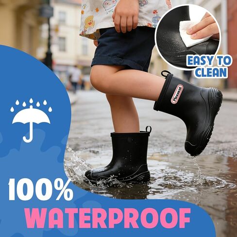 Kids Rain Boots Waterproof Ankle Rubber Fishing Boots for Boys Girls, Lightweight Non-Slip Hiking Chelsea Toddler Rain Shoes , Easy Pull-On Child Short Water Boots for Outdoor Play Boating,Camping in Saudi Arabia