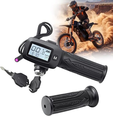 Bike Throttle 48V with LCD Display M Button Keyless Start Replacement for Tutto Tutti Soleil 01 Electric Motorcycle, Throttle Integrated Display, EBike Twist Throttle Assembly with Wiring Harness in Saudi Arabia
