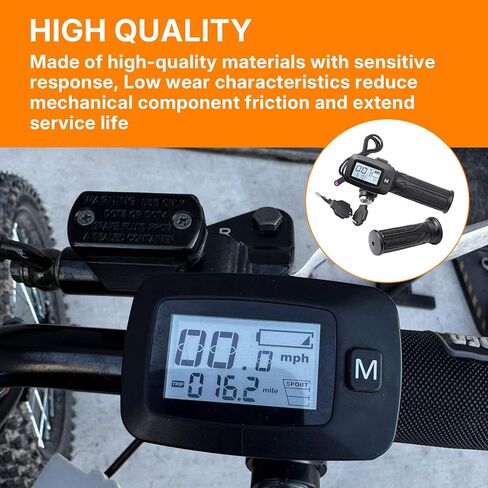 Bike Throttle 48V with LCD Display M Button Keyless Start Replacement for Tutto Tutti Soleil 01 Electric Motorcycle, Throttle Integrated Display, EBike Twist Throttle Assembly with Wiring Harness in Saudi Arabia