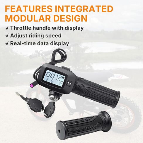 Bike Throttle 48V with LCD Display M Button Keyless Start Replacement for Tutto Tutti Soleil 01 Electric Motorcycle, Throttle Integrated Display, EBike Twist Throttle Assembly with Wiring Harness in Saudi Arabia