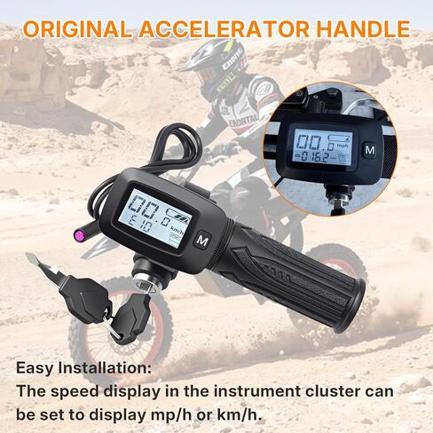 Bike Throttle 48V with LCD Display M Button Keyless Start Replacement for Tutto Tutti Soleil 01 Electric Motorcycle, Throttle Integrated Display, EBike Twist Throttle Assembly with Wiring Harness in Saudi Arabia
