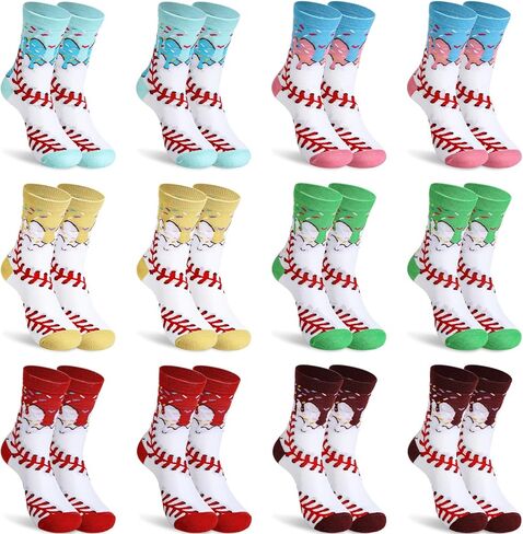 12 Pairs Ice Cream Baseball Socks for Men Novelty Crew Socks Ice Cream Drip Gifts for Baseball Lovers Sport Teams in Saudi Arabia