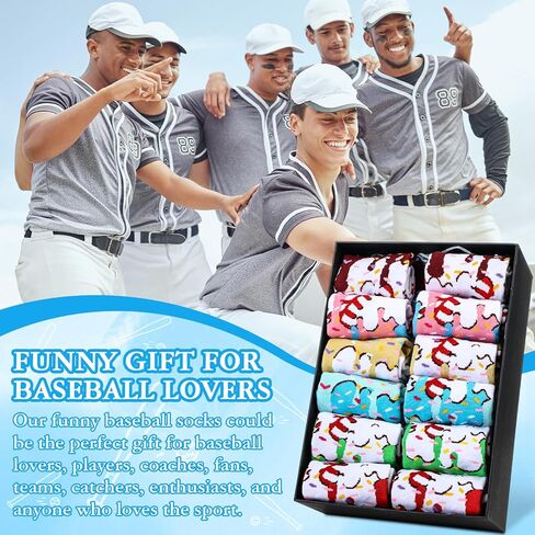 12 Pairs Ice Cream Baseball Socks for Men Novelty Crew Socks Ice Cream Drip Gifts for Baseball Lovers Sport Teams in Saudi Arabia