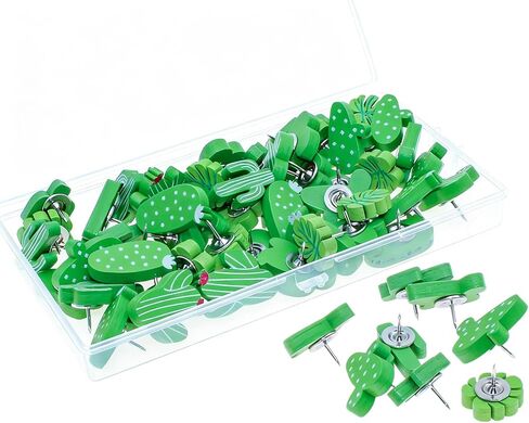 60pcs Cactus Push Pins for Wall - 5 Styles Classroom Decor, Green Thumb Tacks for Cork Board or Bulletin Board. in Saudi Arabia