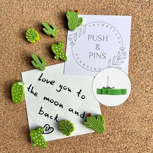 60pcs Cactus Push Pins for Wall - 5 Styles Classroom Decor, Green Thumb Tacks for Cork Board or Bulletin Board. in Saudi Arabia