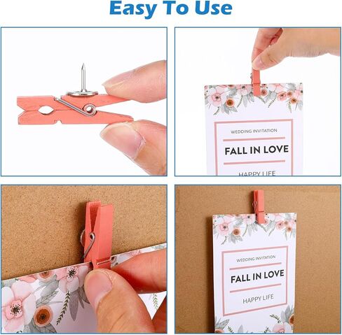200 Pcs Push Pin Clips Bulk Wooden Clips with Tacks for Cork Board, Bulletin Board, Colorful Wood Clip with Push Pins for Classroom School Home Office Arts Craft Projects in Saudi Arabia