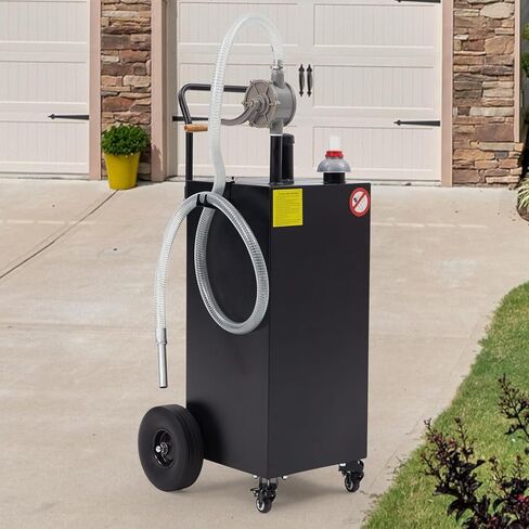 50 Gallon Fuel Caddy with Manual Pump, Heavy Duty Portable Gas & Diesel Transfer Tank, All-Terrain 4-Wheel Cart with Brakes for Tractor, Truck & Farm Use in Kuwait