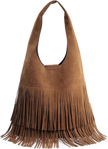 Tassel Faux Suede Hobo Bag for Women Fringe Shoulder Handbag in Saudi Arabia