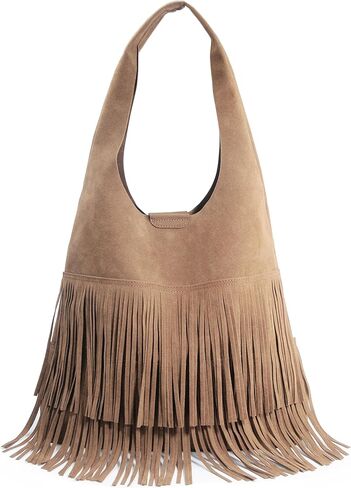 Tassel Faux Suede Hobo Bag for Women Fringe Shoulder Handbag in Saudi Arabia
