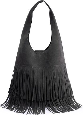 Tassel Faux Suede Hobo Bag for Women Fringe Shoulder Handbag in Saudi Arabia