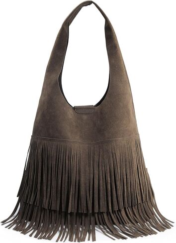 Tassel Faux Suede Hobo Bag for Women Fringe Shoulder Handbag in Saudi Arabia