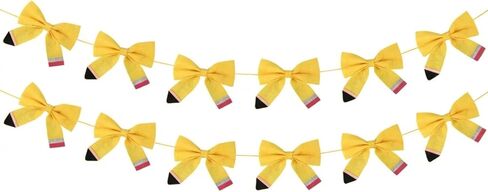 Tegeme Back to School Decorations 9.2ft Felt Pencil-Shaped Bow Banner First Day of School Decorations 3D Hanging Pencil Banner for Classroom Party Favors in Saudi Arabia