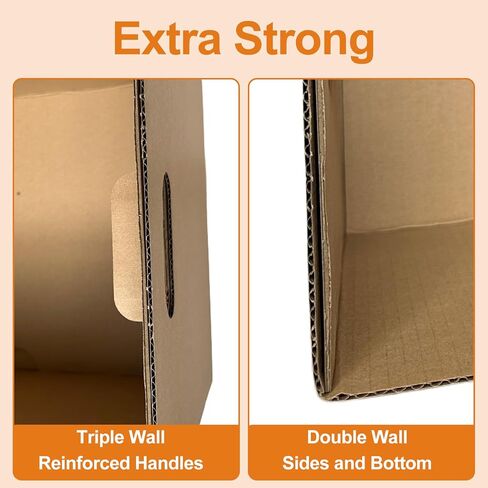 صناديق المطبخ المتحركة مع مجموعات مقسمة لتغليف أطباق النبيذ الزجاجية وأغطية الوسائد، 4 عبوات مقاس 17 × 12 × 12 بوصة، مقابض معززة، خالية من الأشرطة (CK171212) in Kuwait