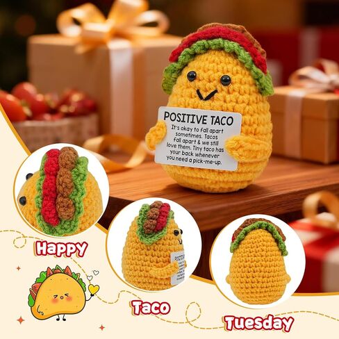 الدعم العاطفي أفخم الكروشيه تاكو، الرعاية الذاتية ملهمة الحصول على هدايا عيد ميلاد جيدة للنساء الرجال صديق أمي ابنة لها شقيقة زميل العمل، لطيف ديكور مكتب المنزل مكتب، إيجابية الكروشيه الحيوان تاكو in Kuwait