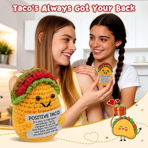 الدعم العاطفي أفخم الكروشيه تاكو، الرعاية الذاتية ملهمة الحصول على هدايا عيد ميلاد جيدة للنساء الرجال صديق أمي ابنة لها شقيقة زميل العمل، لطيف ديكور مكتب المنزل مكتب، إيجابية الكروشيه الحيوان تاكو in Kuwait