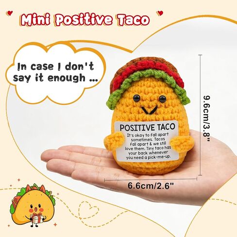 الدعم العاطفي أفخم الكروشيه تاكو، الرعاية الذاتية ملهمة الحصول على هدايا عيد ميلاد جيدة للنساء الرجال صديق أمي ابنة لها شقيقة زميل العمل، لطيف ديكور مكتب المنزل مكتب، إيجابية الكروشيه الحيوان تاكو in Kuwait