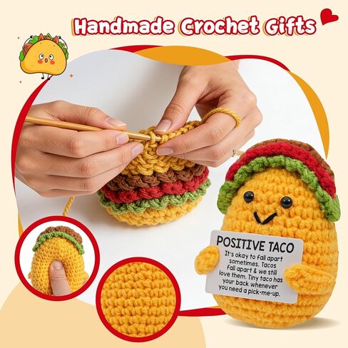 الدعم العاطفي أفخم الكروشيه تاكو، الرعاية الذاتية ملهمة الحصول على هدايا عيد ميلاد جيدة للنساء الرجال صديق أمي ابنة لها شقيقة زميل العمل، لطيف ديكور مكتب المنزل مكتب، إيجابية الكروشيه الحيوان تاكو in Kuwait