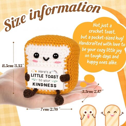 إليك القليل من الخبز المحمص على لطفك - هدايا نخب كروشيه صغيرة مصنوعة يدويًا لها، هدايا شكر إيجابية للنساء والرجال وزملاء العمل والأصدقاء والممرضات، هدايا تقدير المعلم للنساء in Kuwait