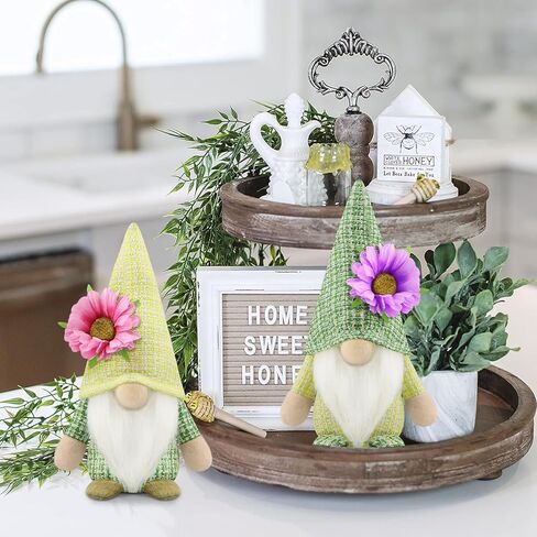 مجموعة Gehydy مكونة من قطعتين من تماثيل الربيع لتزيين عيد الفصح والصيف وعباد الشمس وديكور يدوي للمنزل والمطبخ وصينية متدرجة in Kuwait