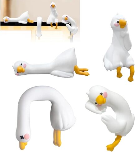 4 قطع ديكورات كمبيوتر على شكل بطة كسولة، ديكور شاشة الكمبيوتر، ديكورات كمبيوتر لطيفة ثلاثية الأبعاد، تماثيل أوزة لطيفة صغيرة لمكتب المكتب، لوحة قيادة السيارة، ديكور داخلي للمهرجانات in Kuwait